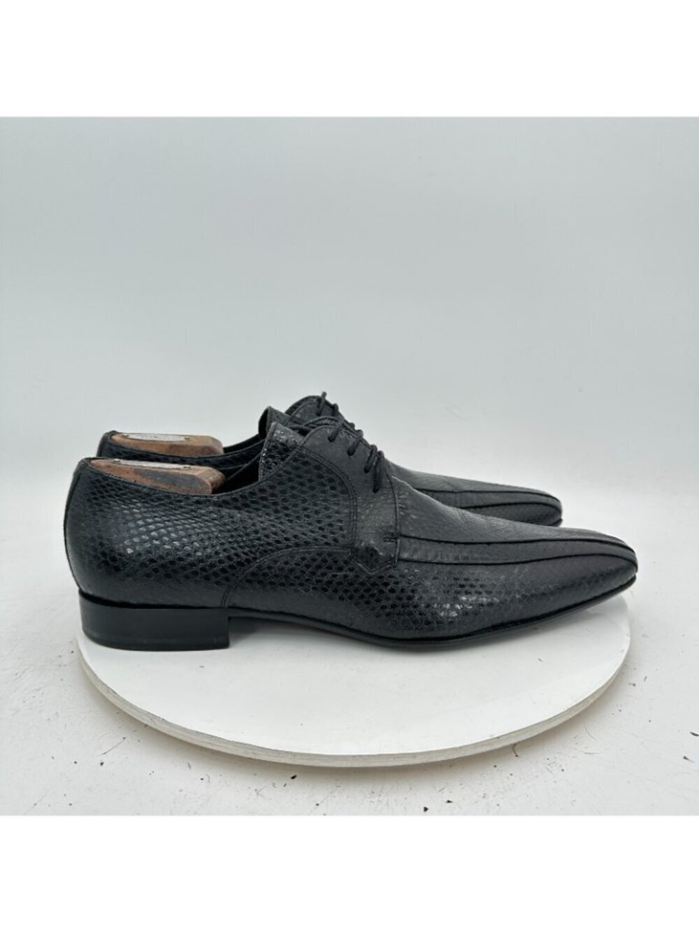 Dolce & Gabbana Men Size EU 44 E US 10 Black Crocodile Skin Derby Dress Shoes - Picture 4 of 11